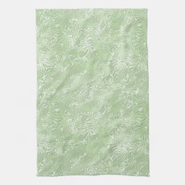 Paño De Cocina Moire de seda pequeño patrón en verde animo