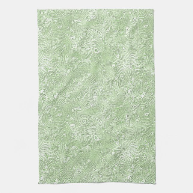 Paño De Cocina Moire de seda pequeño patrón en verde animo (Vertical)