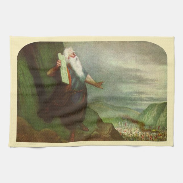 Paño De Cocina Moisés y los Diez Mandamientos, Religión Antigua (Horizontal)