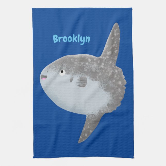 Paño De Cocina Mola mola de pez luna oceánica lindo personalizado (Vertical)