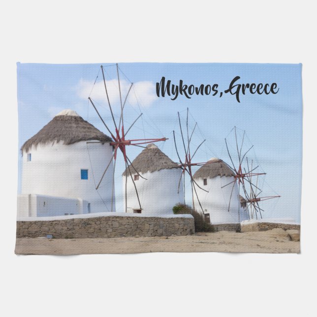 Paño De Cocina Molinos de viento, Mykonos, Grecia (Horizontal)