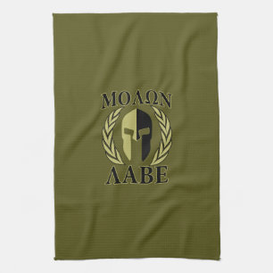 Paño De Cocina Molon Labe Spartan Mask Laurelles Olive Green