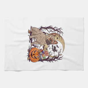 Paño De Cocina Momia de Halloween Bulldog Francés Calabaza Carame