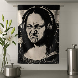 Paño De Cocina Mona Lisa Cara de Bajo Amantes de la Música DJs