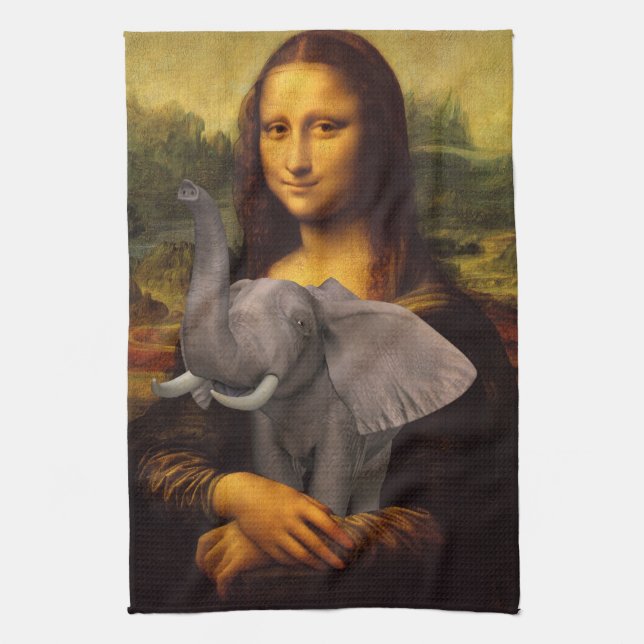 Paño De Cocina Mona Lisa Con Elefante (Vertical)