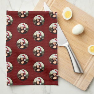 Paño De Cocina Mona Lisa Sombrero de Santa Navidad