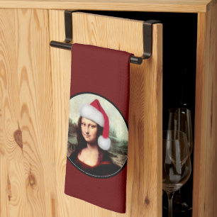 Paño De Cocina Mona Lisa Sombrero de Santa Navidad