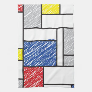 Paño De Cocina Mondrian Scribbles Minimalista De Stijl Arte Moder