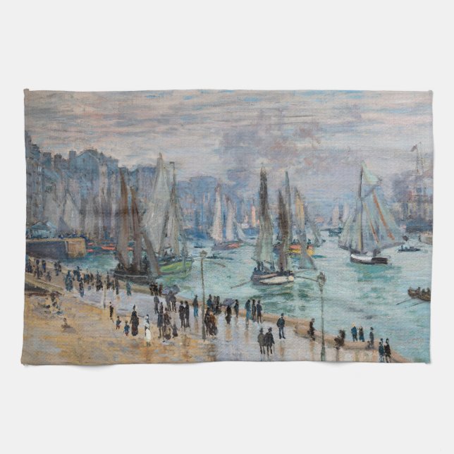 Paño De Cocina Monet - Barcos pesqueros salen del puerto, Le Havr (Horizontal)