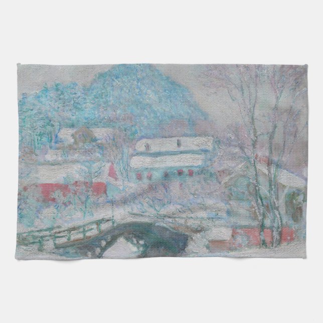 Paño De Cocina Monet - Noruega, aldea Sandviken en la nieve (Horizontal)