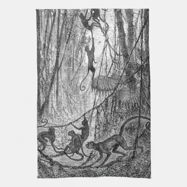 Paño De Cocina Mono de la selva de los monos de araña de los (Vertical)