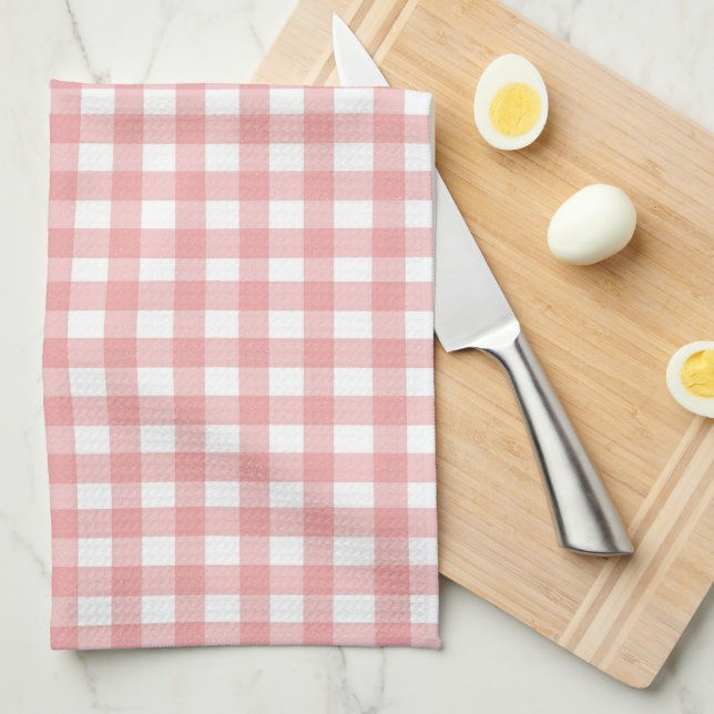 Paño De Cocina Mono Vichy Rojo Pastel Lindo (Doblado Cuarto)