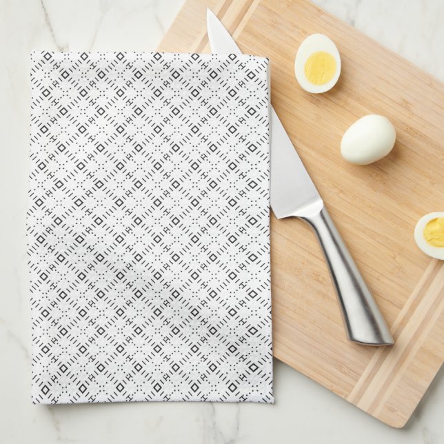 Paño De Cocina Monochrome Geometric Texture|Seamless Diamond Look (Doblado Cuarto)