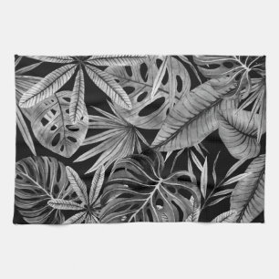 Paño De Cocina Monocromo Tropical, Acuarela Sale Textura.