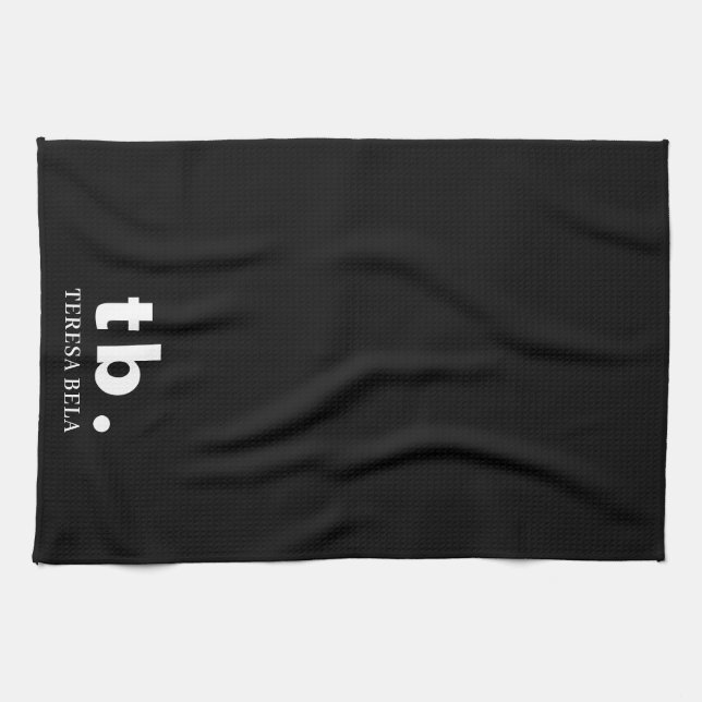 Paño De Cocina Monogram Classic Elegant Minimal Black & White (Horizontal)