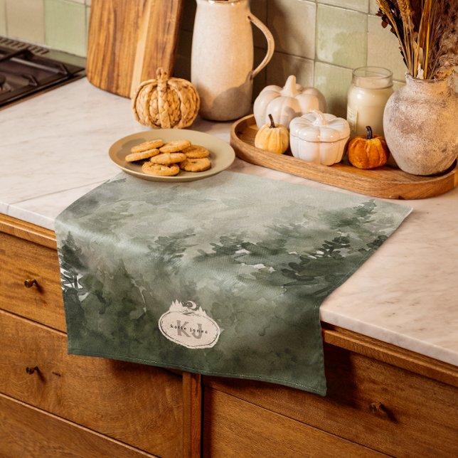 Paño De Cocina Monogram Nature Stamp | Custom Name (Subido por el creador)