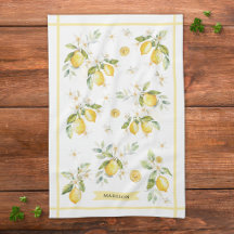 Monograma Acuarela Cítrico Limón Floral Botánico