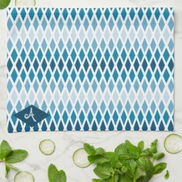 Paño De Cocina Monograma azul de naranja