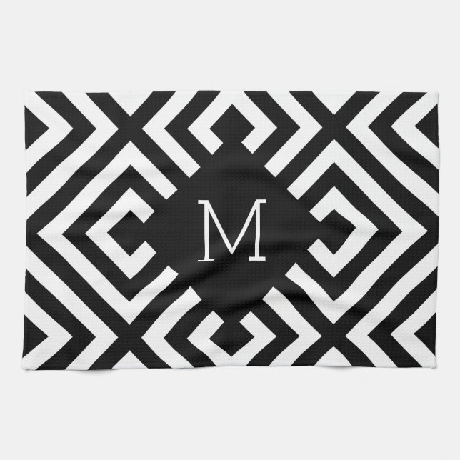 Paño De Cocina Monograma blanco y negro (Horizontal)