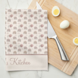 Paño De Cocina Monograma Boho Arcoíris Abstracto Beige Crema Rosa