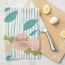 Monograma bonito elegante Script Retro Floral azul