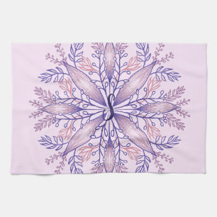 Paño De Cocina Monograma botánico cottagecore boho rosa floral