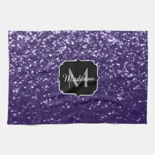 Paño De Cocina Monograma brillante de purpura ultra violeta oscur