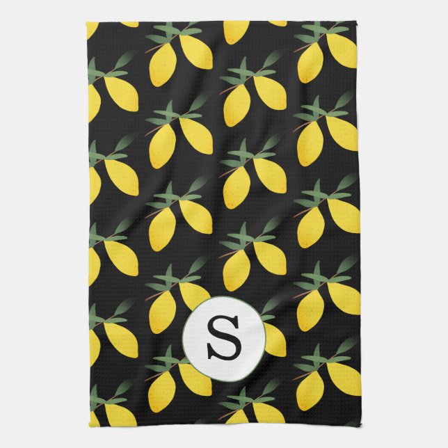 Paño De Cocina Monograma cítrico limón (Vertical)