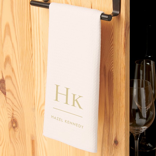 Paño De Cocina Monograma Clásico Elegante Simple Mínimo Rubor Gol (Subido por el creador)