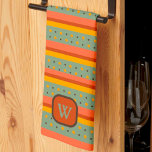 Paño De Cocina Monograma colorido divertido con tira inicial<br><div class="desc">Talla de té moderna con estriba personalizada. Estas coloridas toallas de cocina son perfectas para darle un poco de color a su cocina. Págalo con una botella de vino y hace un gran regalo personalizado para amigos, familia, compañeros de trabajo, vecinos, etc. El área de monograma del personalizado puede cambiarse...</div>