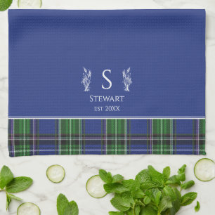 Paño De Cocina Monograma con nombre personalizado de Blue Tartan