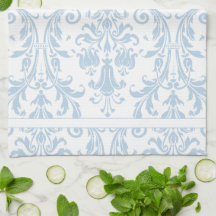 Monograma Damask de Swift Floral Azul Claro