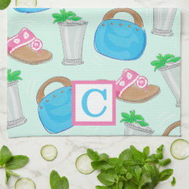 Paño De Cocina Monograma de adormidera de Derby Mint Julep