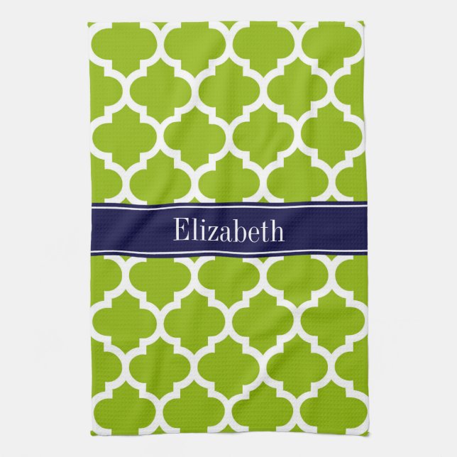 Paño De Cocina Monograma de Apple Grn Whisk #5 nombre azul de la  (Vertical)