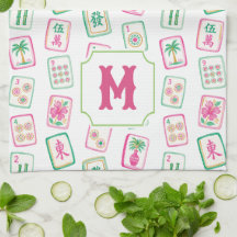 Monograma de baldosas de Mahjong de Palm Beach ros