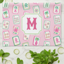 Monograma de baldosas de Mahjong de Palm Beach ros