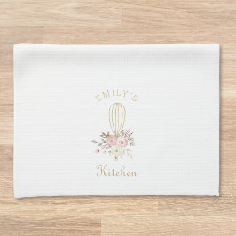 Paño De Cocina Monograma de batidor floral rústico elegante