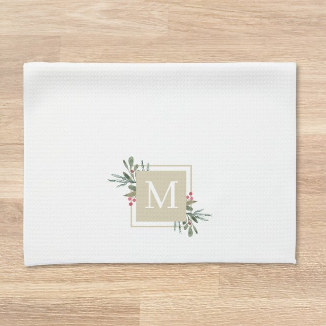Paño De Cocina Monograma de Botánicas de Navidad (Subido por el creador)