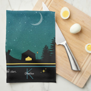 Paño De Cocina Monograma de Camping Bajo las Estrellas