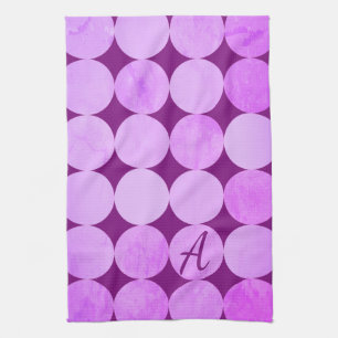 Paño De Cocina Monograma de círculos violetas, magenta púrpura y