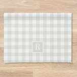 Paño De Cocina Monograma de comprobación de búfalo de sabios blan<br><div class="desc">Toalla de mano estilo casa de campo moderna de diseño personalizado que presenta un patrón de control de búfalo de sabio suave inicial de la familia.</div>