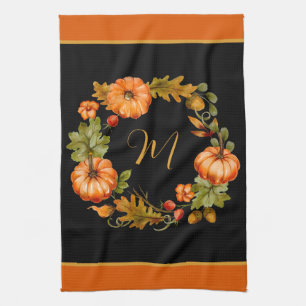 Paño De Cocina Monograma de corona de calabaza