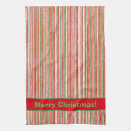 Paño De Cocina Monograma de franjas rojas, verdes y blancas