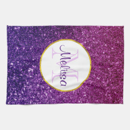 Paño De Cocina Monograma de guijarros Purpurinas de esparcido ros