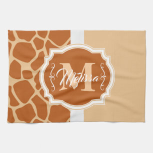 Paño De Cocina Monograma de impresión de jirafa