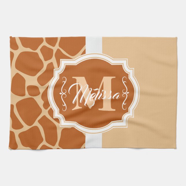 Paño De Cocina Monograma de impresión de jirafa (Horizontal)