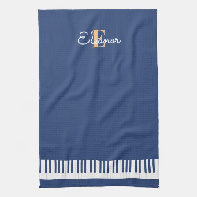 Paño De Cocina Monograma de instrumentos musicales de teclas de t (Vertical)
