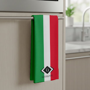 Paño De Cocina Monograma de la bandera italiana roja verde blanco
