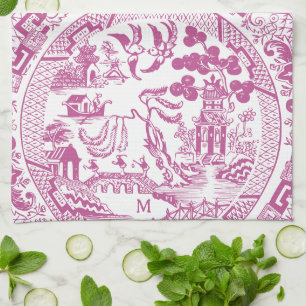 Paño De Cocina Monograma de la cosecha del patrón de China guiado