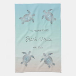 Paño De Cocina Monograma de la familia Silver Turtles Beach House